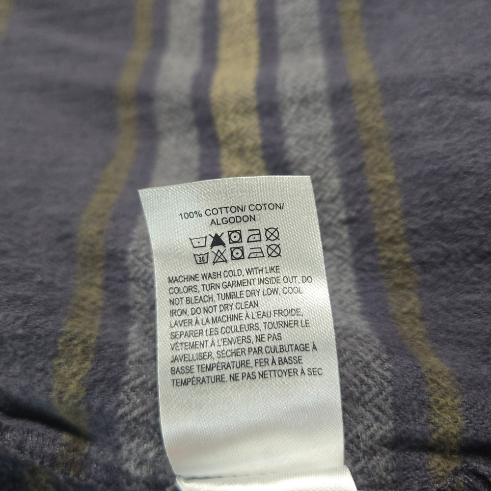 Lucky Brand Mens Small Blue Tan Striped Flannel Button Down Shirt F00245 - Picture 7 of 16